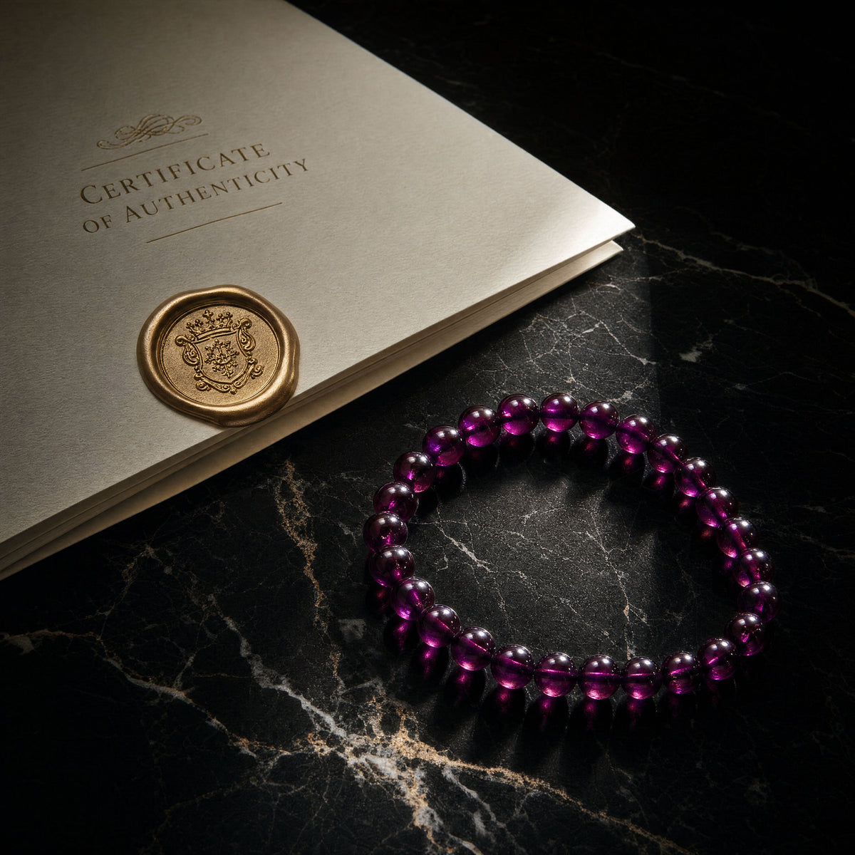 **RARE CRYSTAL** Selavra Limited Deep Purple Garnet Bracelet